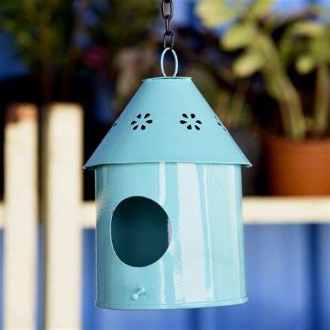 blue metal bird house|metal decorative bird houses.